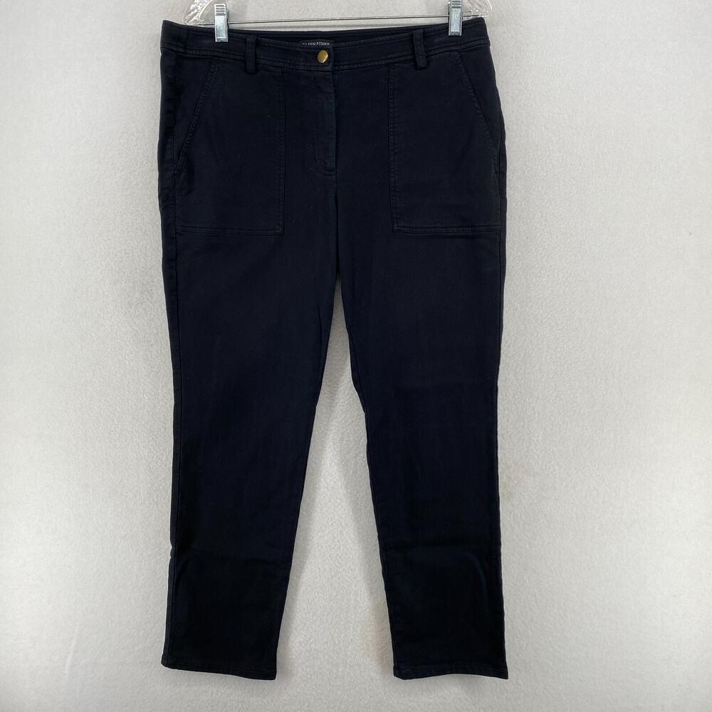 EILEEN FISHER Pants 12 Utility Organic Cotton French Terry Stretch Black